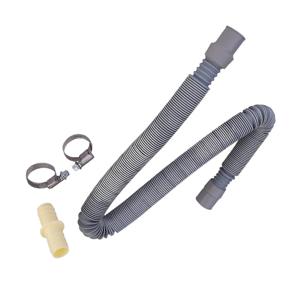 Quailitas Waster Water Drain Hose [Pack of 1] - 2.5M/8 Feet Long Hose, x Jubilee Clips, Hook, Outlet Hose Pipe Kit