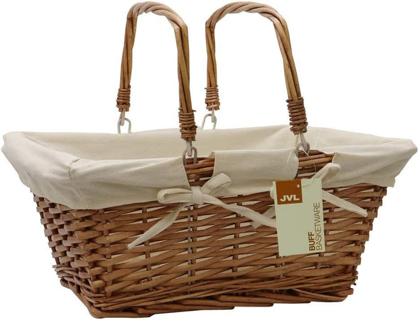 JVL 49-24-306A Split Shopping/Hamper Storage Basket with Cream Lining, Buff Willow, One Size