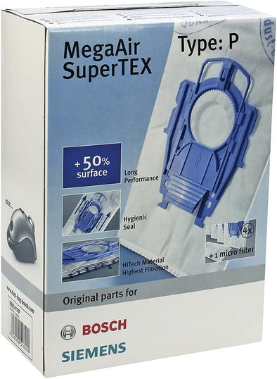 Bosch Megaair Super Tex Type P Vacuum Bag, Large 6 L Capacity and includes a Micro Hygiene Filter for the Motor