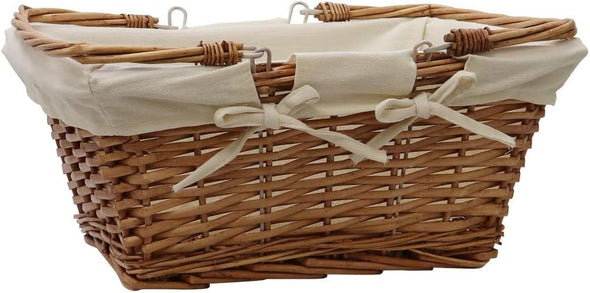 JVL 49-24-306A Split Shopping/Hamper Storage Basket with Cream Lining, Buff Willow, One Size