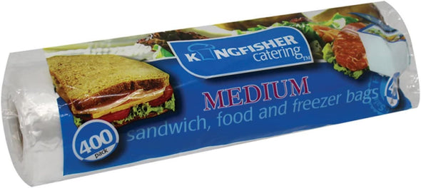 Kingfisher Unisex KC400FB Medium Sandwich Food Freezer Bags, Pack of 400, Clear, NA