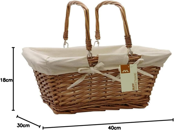 JVL 49-24-306A Split Shopping/Hamper Storage Basket with Cream Lining, Buff Willow, One Size