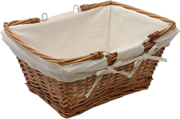 JVL 49-24-306A Split Shopping/Hamper Storage Basket with Cream Lining, Buff Willow, One Size