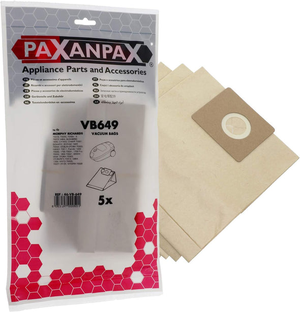 Paxanpax VB649 Compatible Paper Vacuum Bags for Morphy Richards Premair, Handy