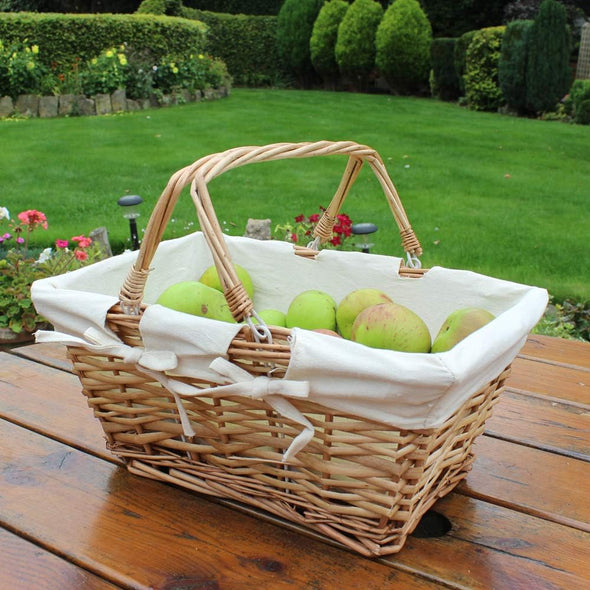 JVL 49-24-306A Split Shopping/Hamper Storage Basket with Cream Lining, Buff Willow, One Size