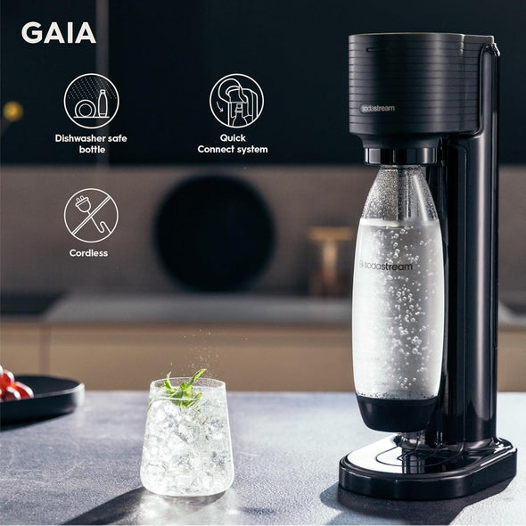 SodaStream Gaia Sparkling Water Maker, 1L Fizzy Water Bottle, BPA-Free Water Bottle & Quick Connect