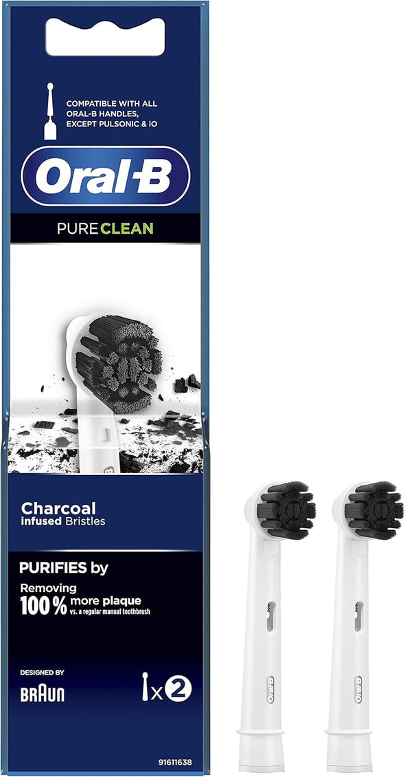 Oral-B Pure Clean Charcoal Infused Bristles, Electric Toothbrush Replacement Brush Heads Refill, 2 Count