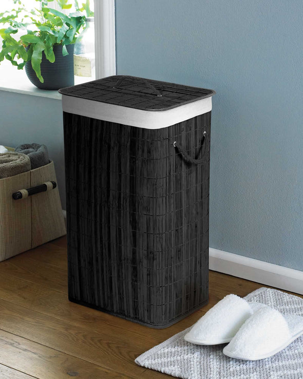COUNTRY CLUB Rectangular Bamboo Laundry Hamper Basket Clothes Storage Organizer With Lid