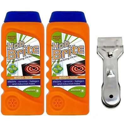 Hob Brite Genuine Oven Cooker Ceramic Cream Cleaner 300ml & Scraper Kit (2 Cream Cleaners, 1 Scraper) - Quailitas Limited