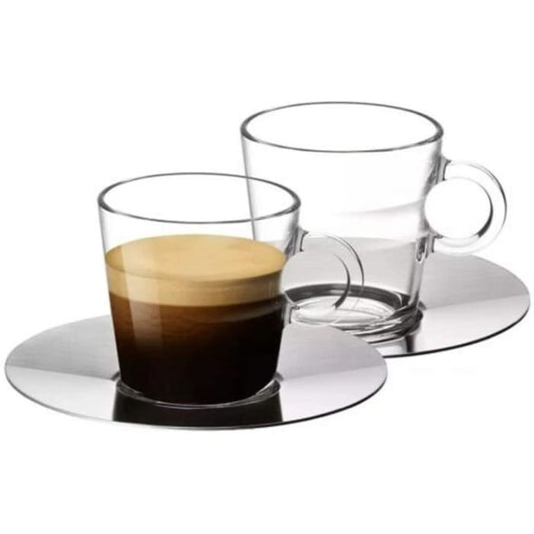 Nespresso View Collection: Set of 2 espresso glass cups and saucers (80 ml) - Quailitas Limited