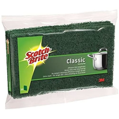 Scotch-BriteTM Classic Heavy Duty Flat Scouring Pad, New Version Replaces Scotch-Brite™ Heavy Duty Flat Scourer, 3 Pads in Each Pack - Quailitas Limited